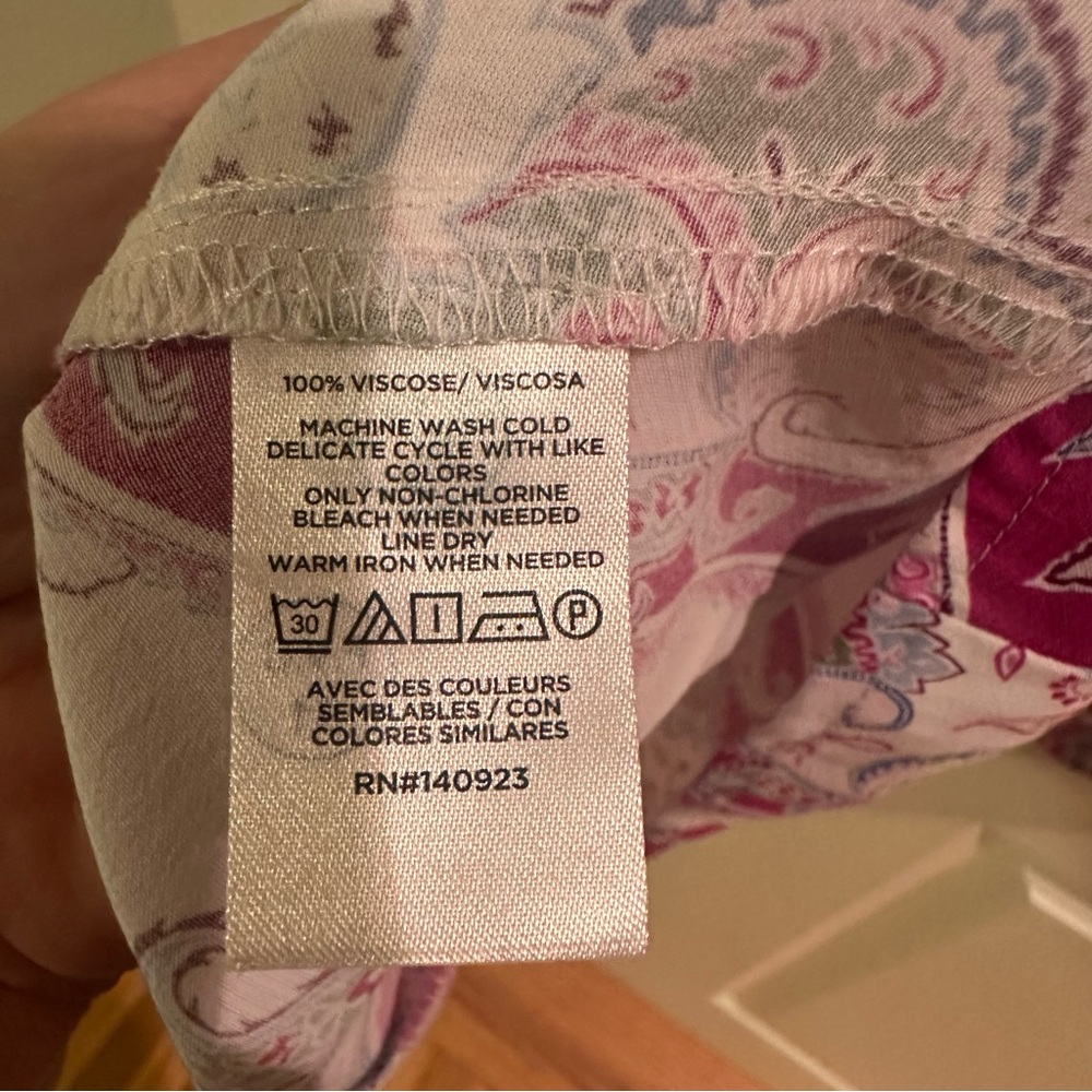 NWT Women’s LOFT Boho Sleeveless‎ Paisley Print Shift Pink White Spring Dress M. - Picture 4 of 5